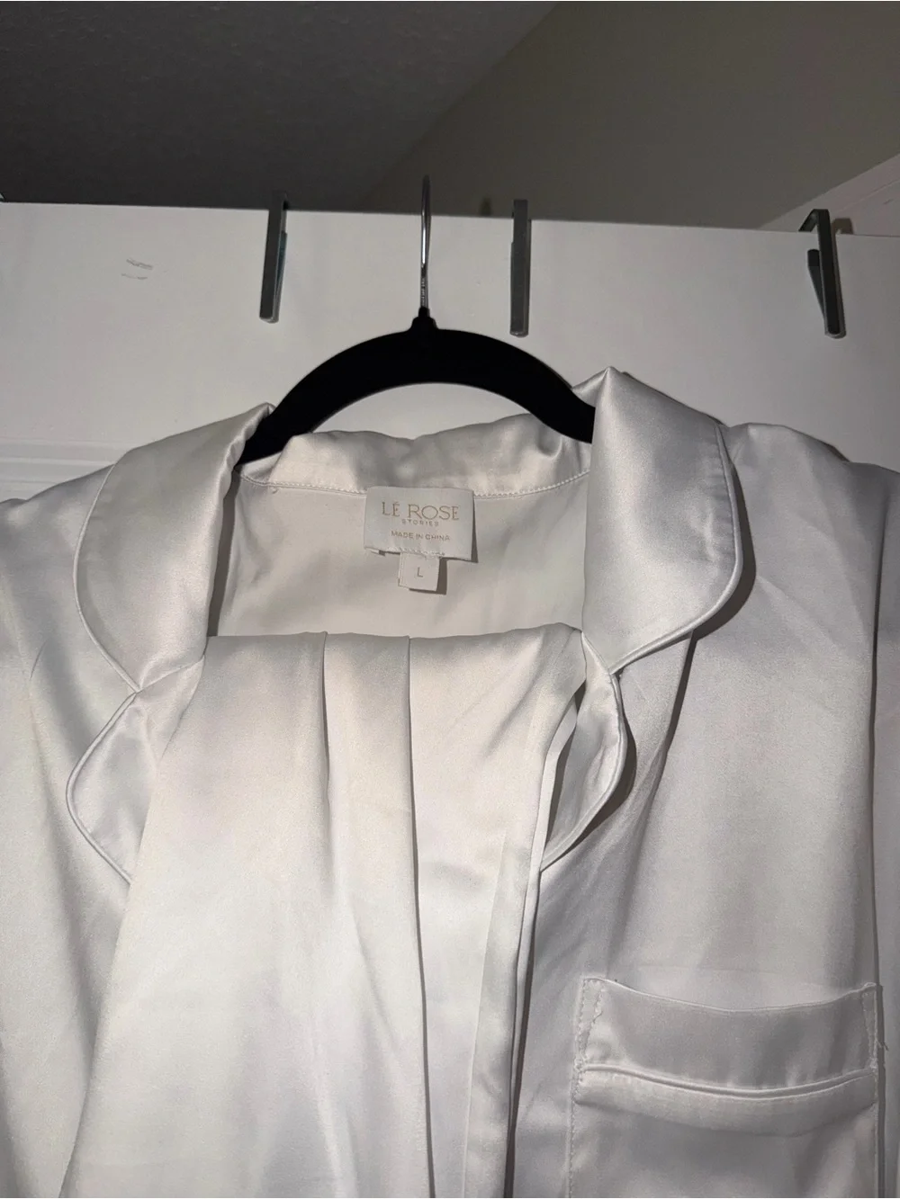Le Rose White Satin Pajama Top